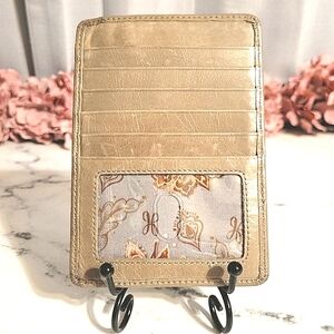 HOBO 'Euro Slide' Grey/Taupe Card Holder/Wallet With Iconic Wanderlust Lining